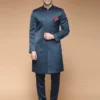 Royal Blue Jaquard Indowestern